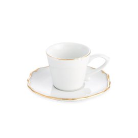 6 Glamour coffee cups with saucer double gold wire