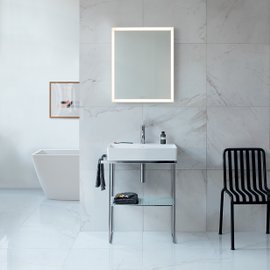 DuraSquare bathroom composition with metal structure and mirror
