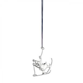 Elf girl on skies Hanging decoration silver plated