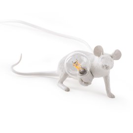 Lampada da tavolo Mouse steso - bianco