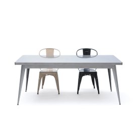55 table L 190 cm raw steel varnished