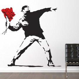 Banksy Throwing Flowers Large