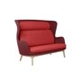 Ro 2-seater sofa in Fiord fabric with wooden legs