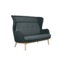 Ro 2-seater sofa in Fiord fabric with wooden legs