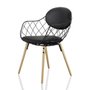 Piña chair with leather cushions and ash wood legs