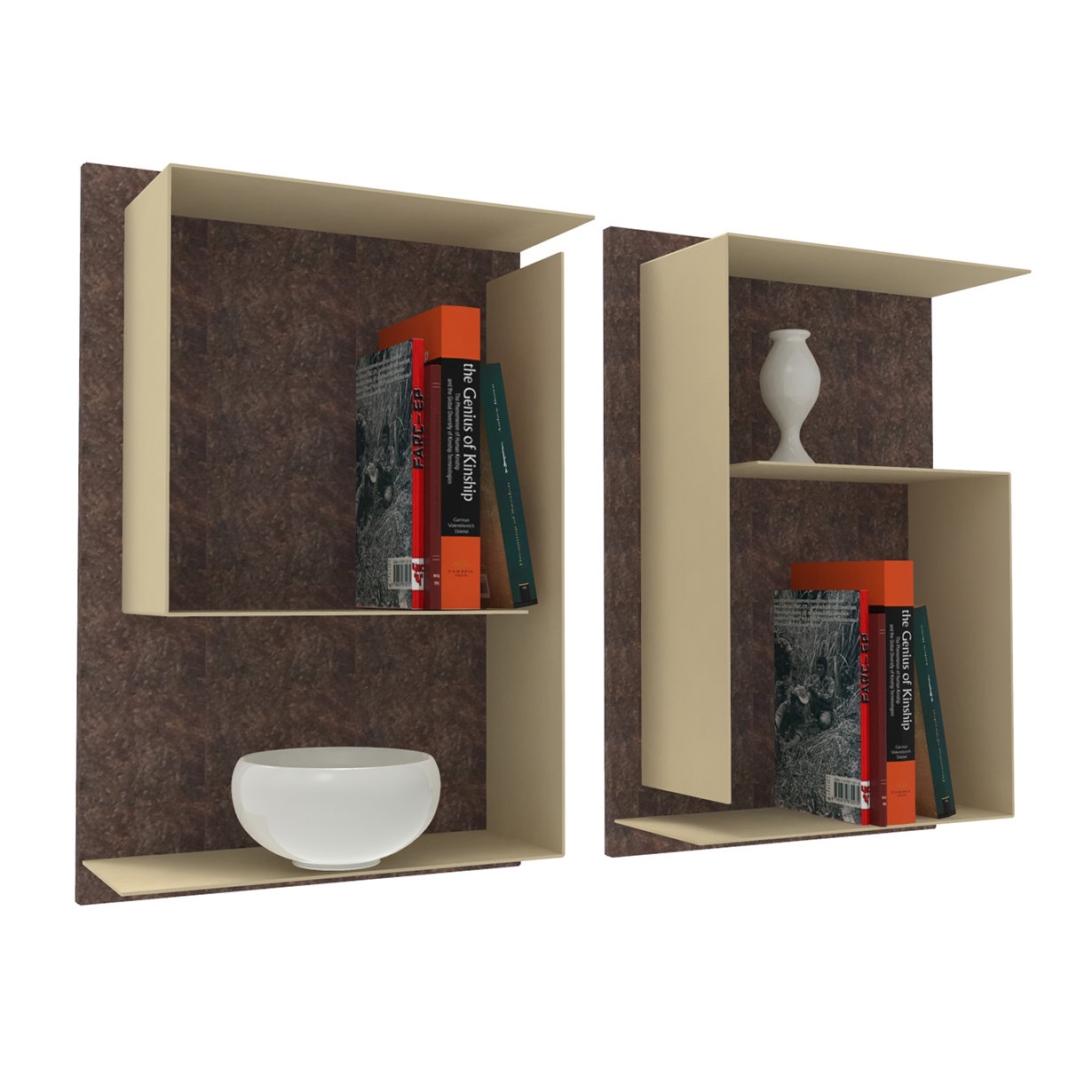 Libreria da parete Segno 1 con mensole beige - destro alto by Dfre