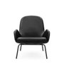 Era Lounge Low Armchair with steel legs and leather