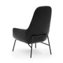 Era Lounge High Armchair with steel legs and leather