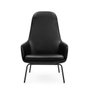 Era Lounge High Armchair with steel legs and leather