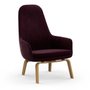 Era Lounge High Wood Armchair oak - City Velvet fabric