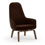 Era Lounge High Wood Armchair walnut - City Velvet fabric